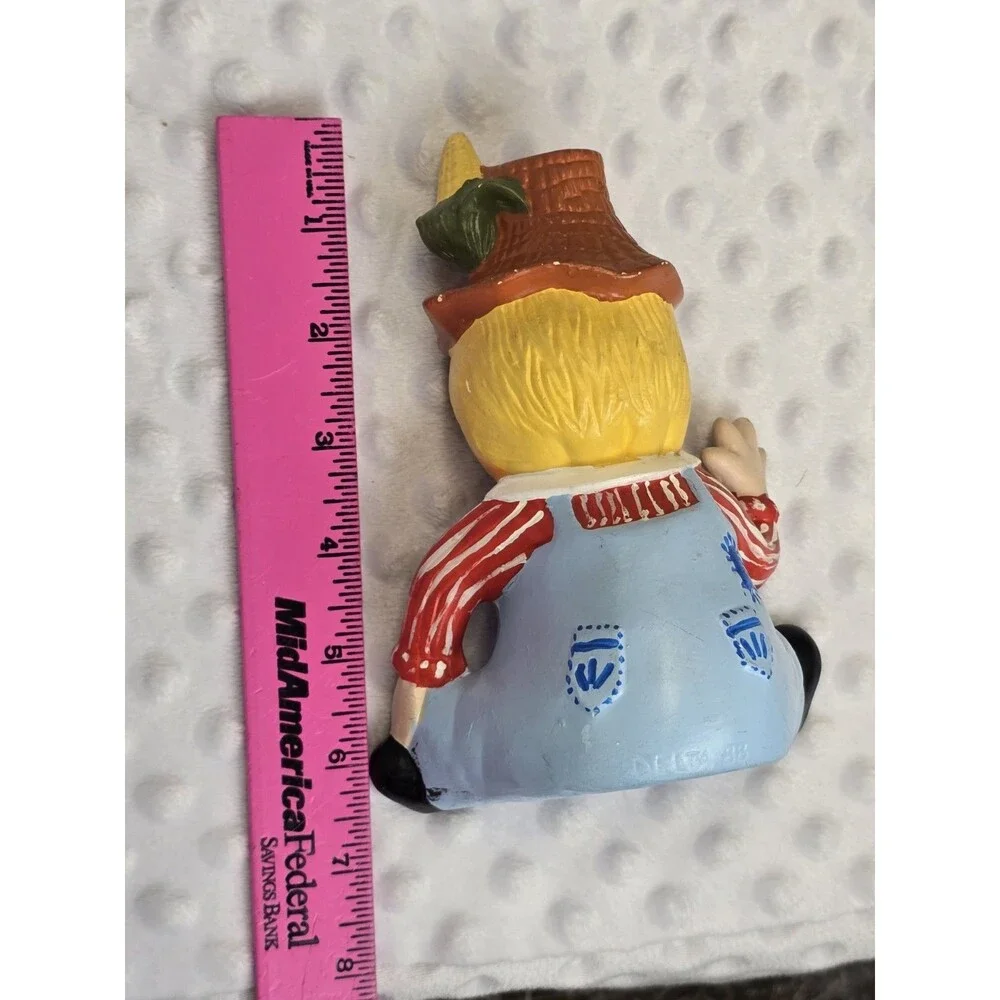 Vintage Halloween Scarecrow Figurine Pumpkin Face Ceramic Painted Mold 80s Decor
